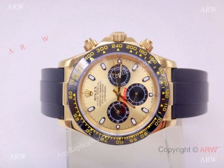 Replica Rolex Daytona Yellow Gold Oysterflex Strap Watch 43mm 